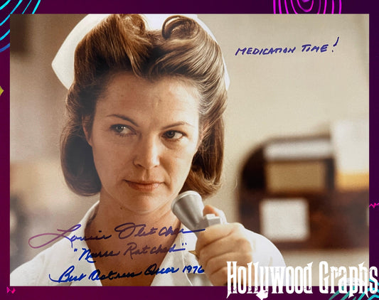 Louise Fletcher 11x14 - Autograph, Character Name, "Medication Time!" quote + "Best Actress Oscar 1976" inscription - only 100 exist!